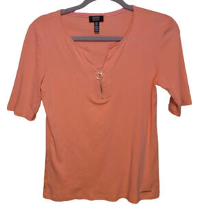 Jones New York Coral elbow-length sleeve top